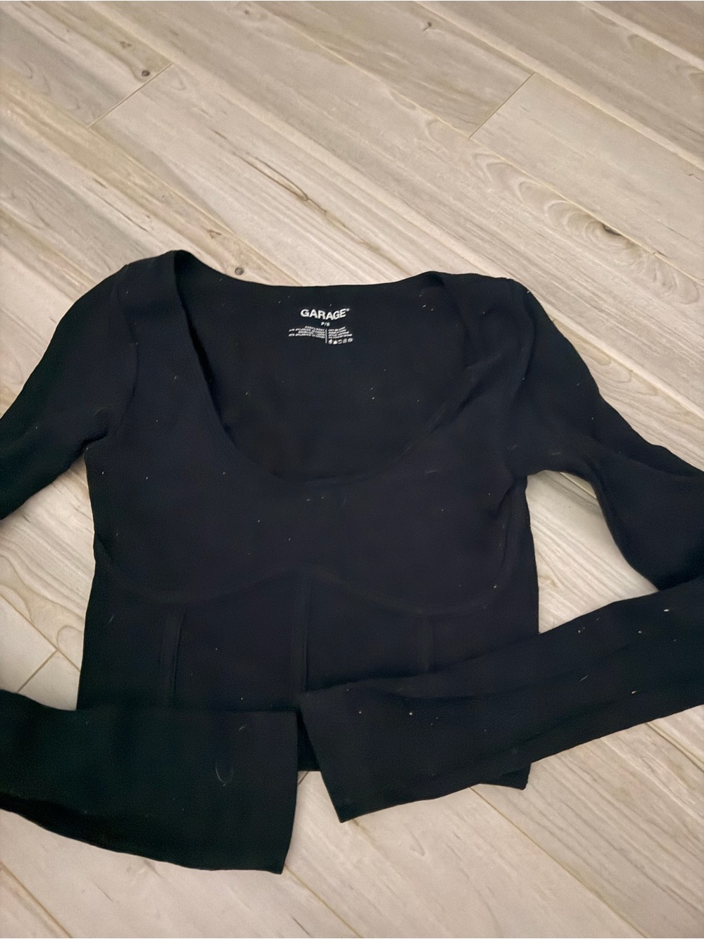 Garage Black Scoop Neck Long Sleeve Tee
